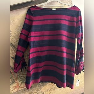 * New Talbots Top Long Cinch able Sleeves Stripe Pattern SZ Medium *